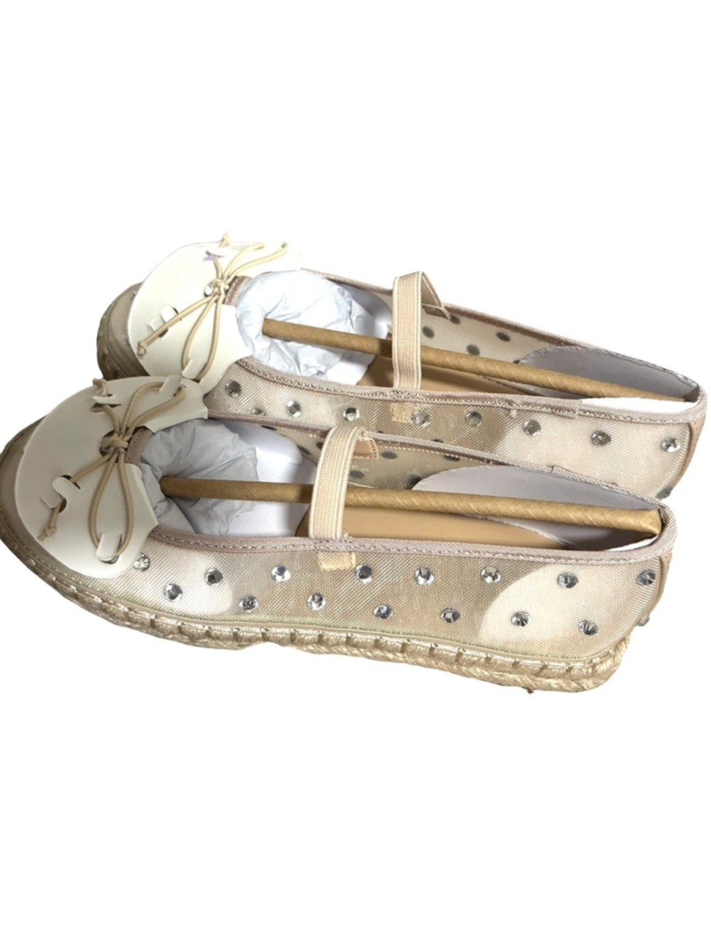Mary Jane Mesh Espadrilles Rhinestones Size 5, Blush/Nude, Madden Girl - Picture 3 of 9